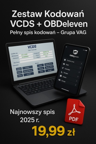 Lista kodowań OBD11 + VCDS - Najnowsza wersja 2025 PDF + grafiki (E-Book)