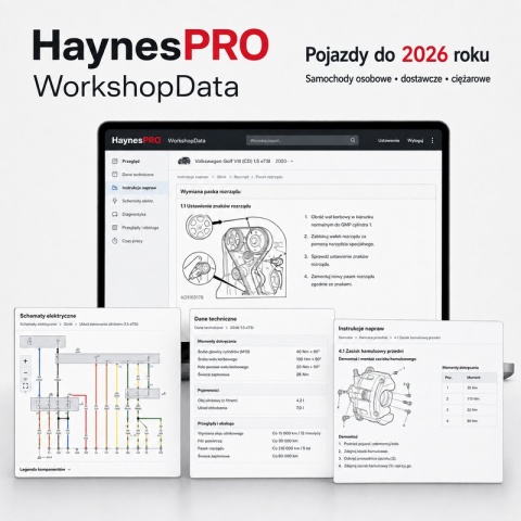 WORKSHOPDATA HAYNESPRO WEBDATABAYS | Dane techniczne i serwisowe | Pojazdy osobowe, ciężarowe, 6 miesięcy